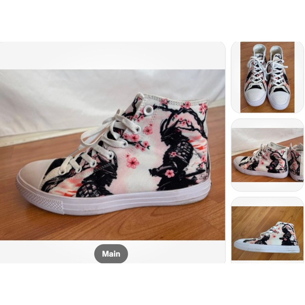 RAAD High Top‎ Sneakers Samurai Japanese Pink Cherry Blossom Men 10.5 Women 9